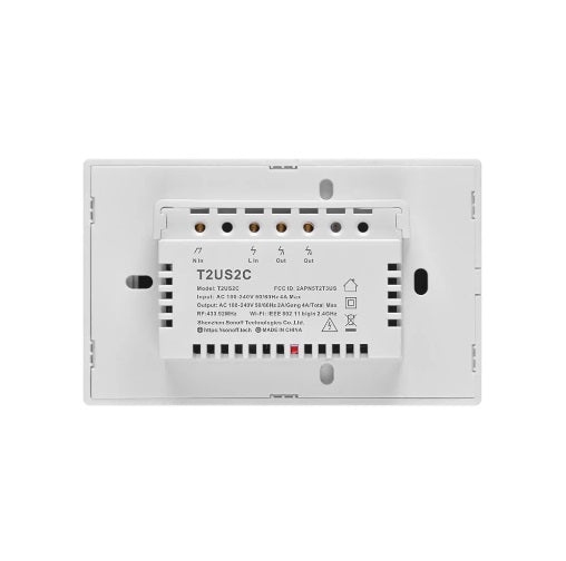 Interruptor Smart 2 Canal Blanco Wifi + Rf T2us2c Sonoff